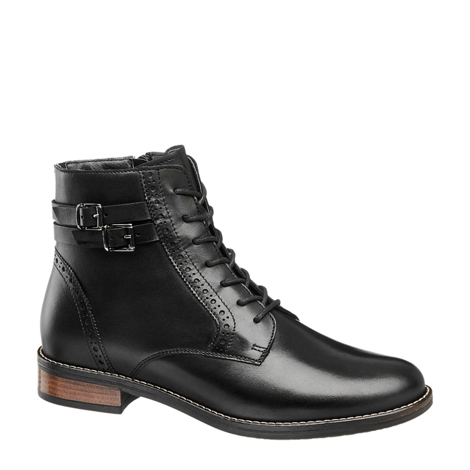 5th Avenue leren veterboots zwart | wehkamp