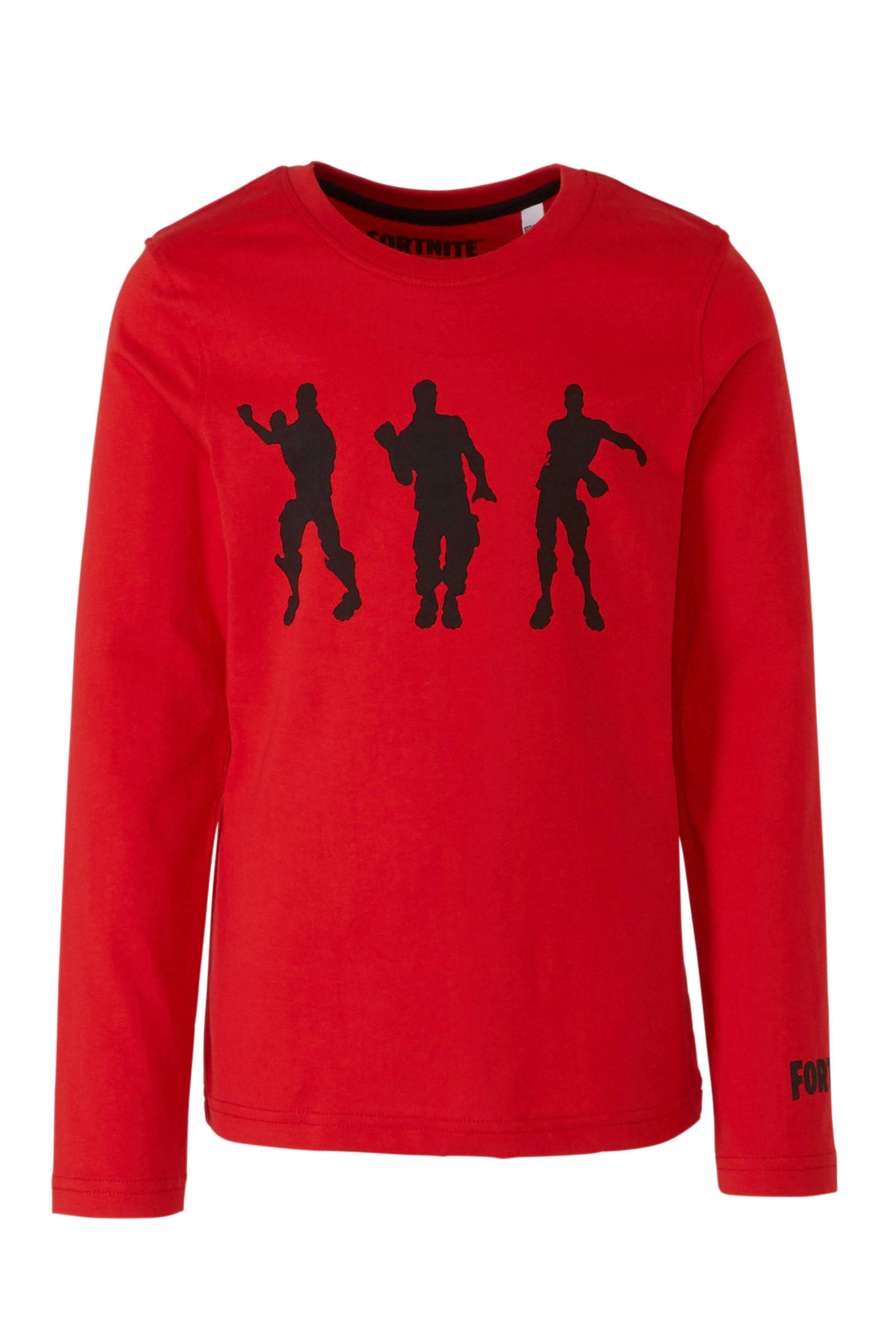 C&A Here & There Fortnite longsleeve met printopdruk rood C&A Here & There Fortnite hoodie met printopdruk zwart | wehkamp
