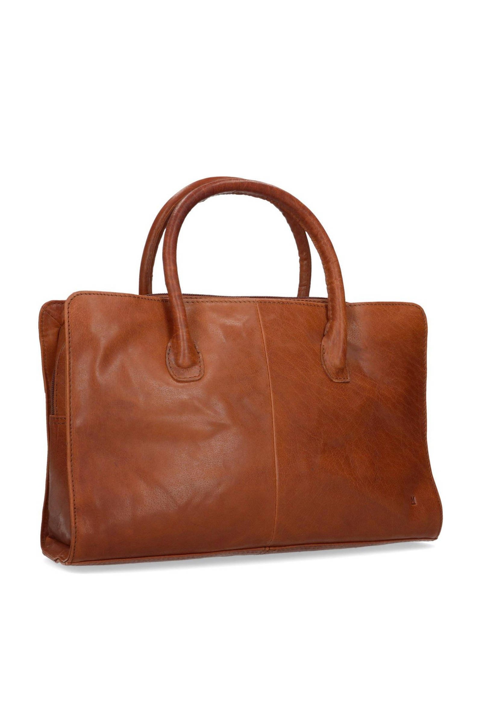 Manfield leren handtas cognac wehkamp