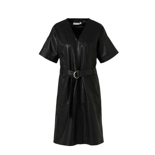 Inwear leren jurk RouxIW met ceintuur zwart Inwear leren jurk RouxIW met ceintuur zwart