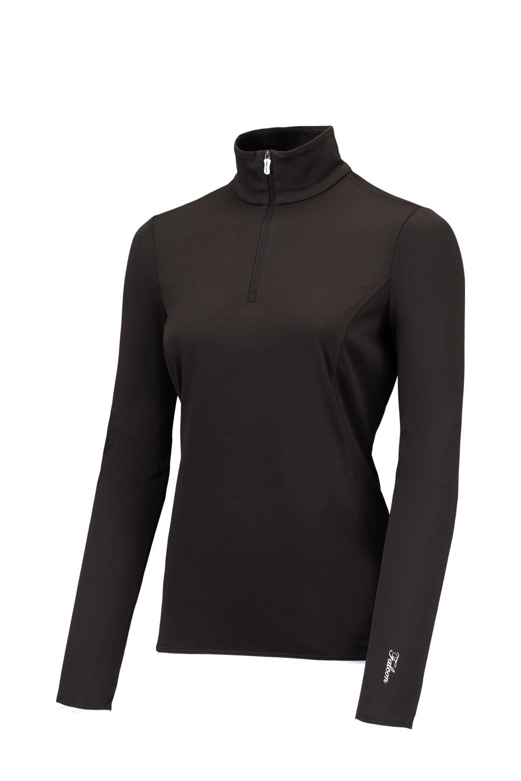 Zwarte dames Falcon skipully Flashlight olijf van polyester met lange mouwen, opstaande kraag en halve rits
