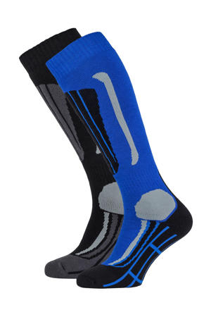 skisokken blauw/zwart (set van 2)