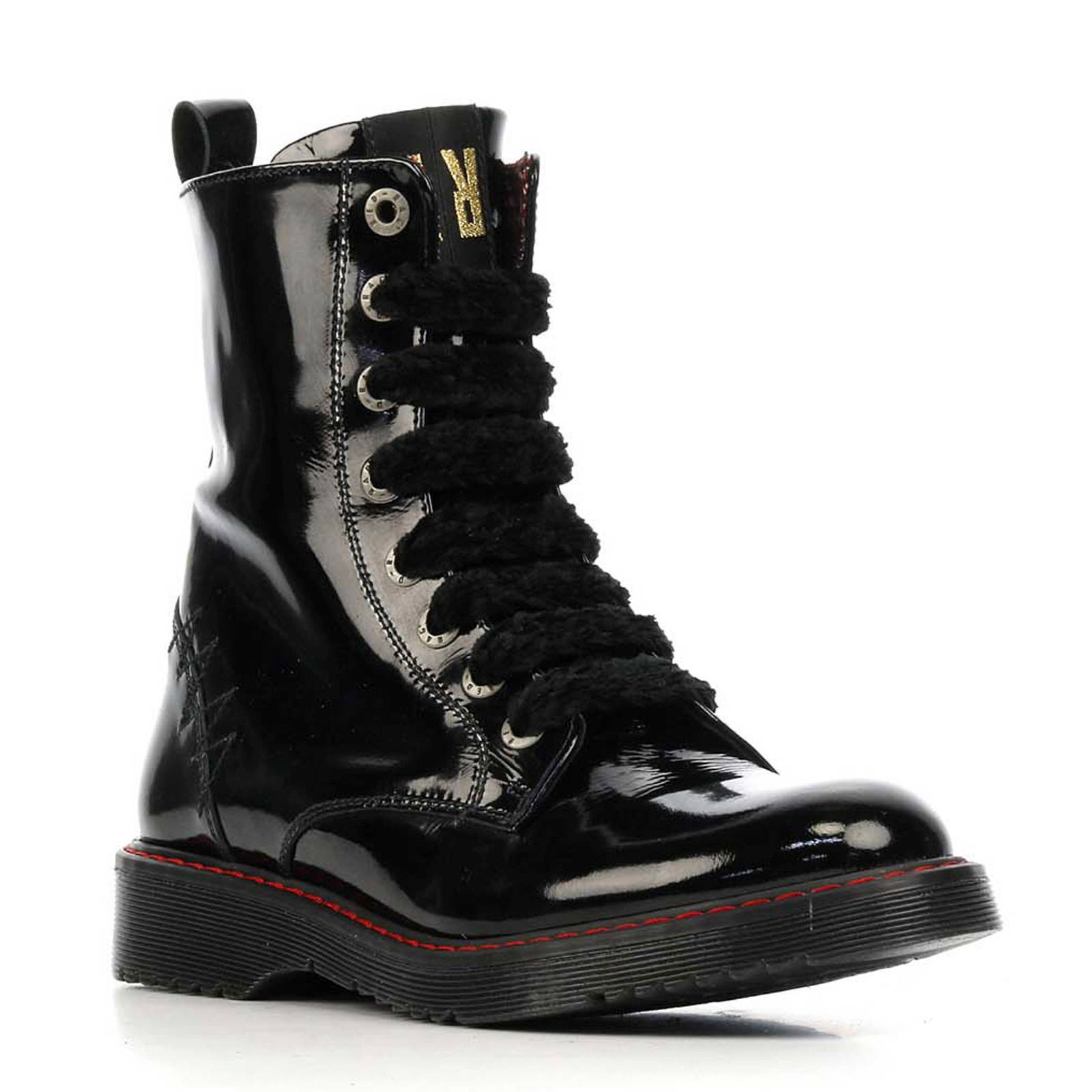 Red Rag Lak Veterlaars Zwart - Schoenen Enzo