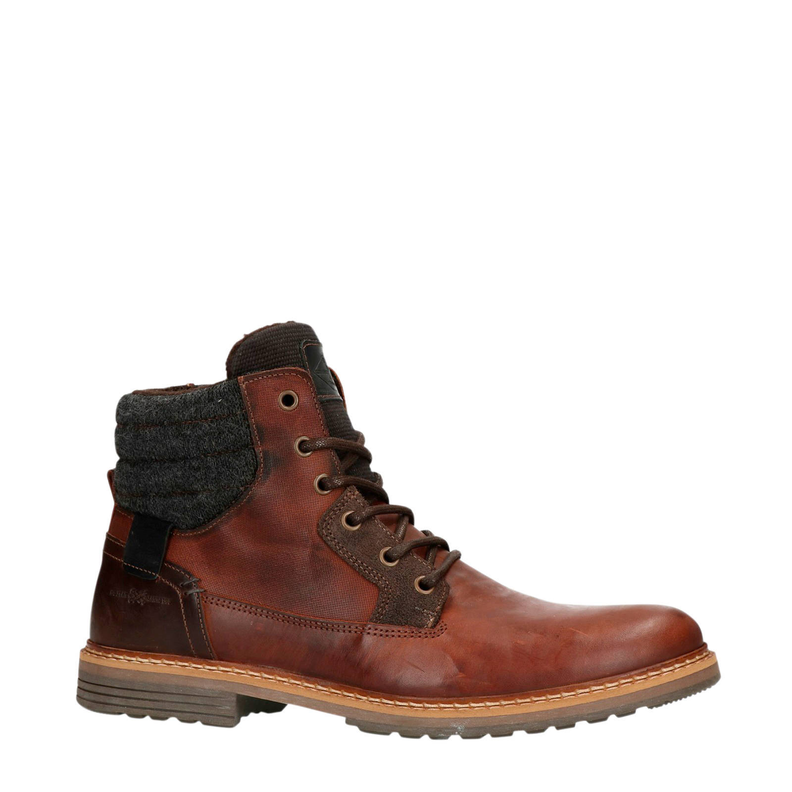 Manfield leren veterboots bruin