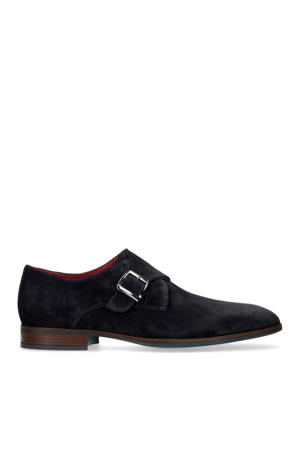 suède gespschoenen donkerblauw