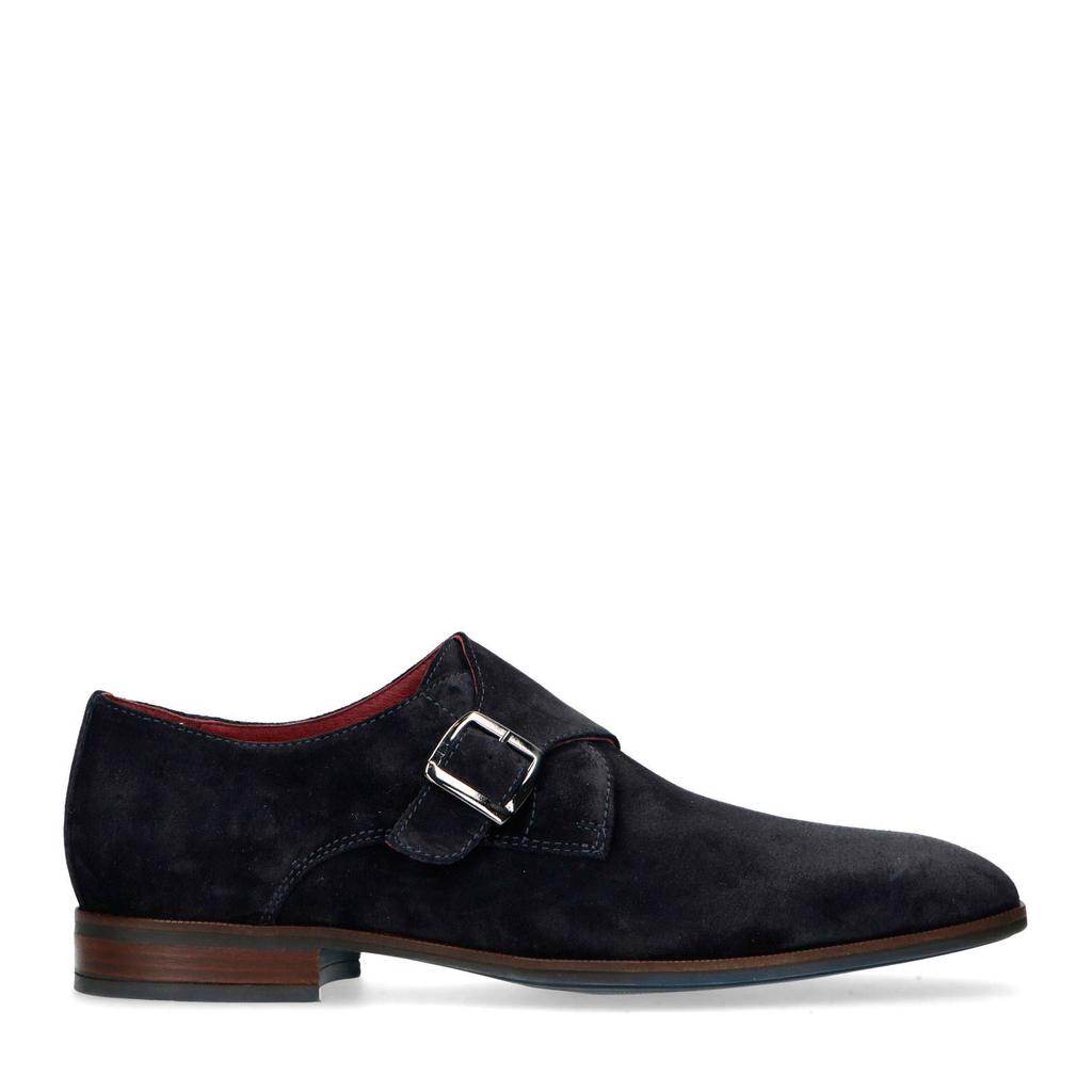 Donkerblauwe heren Manfield suède gespschoenen