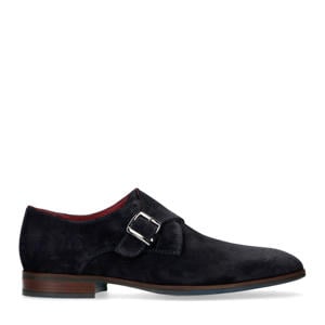 suède gespschoenen donkerblauw
