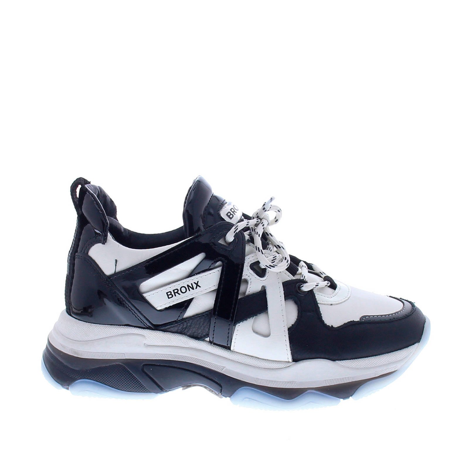 Baisley chunky leren sneakers zwart wit