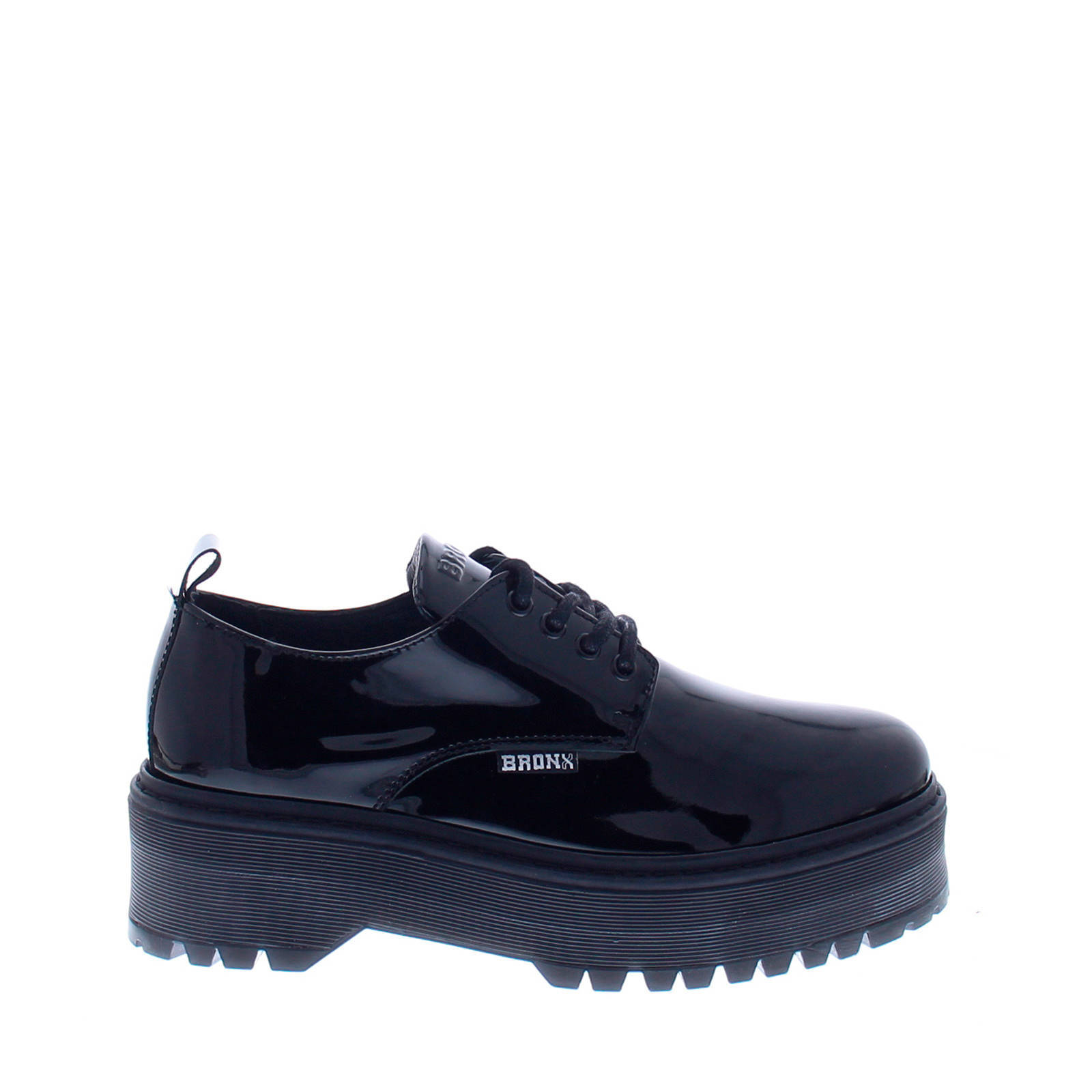 BRONX Rifka Super Chunky Low lakleren veterschoenen zwart | wehkamp