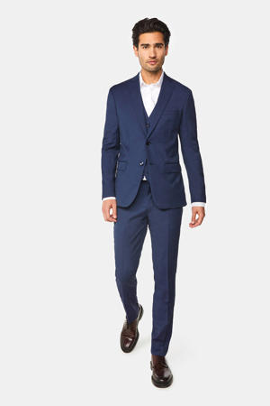 gemêleerd slim fit colbert donkerblauw