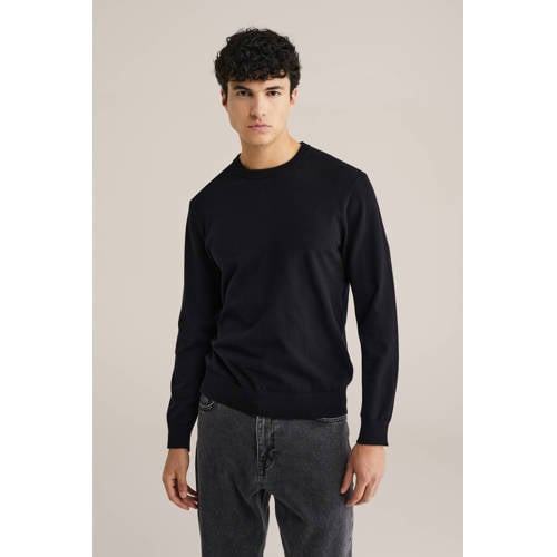 WE Fashion trui van katoenmix black uni afbeelding