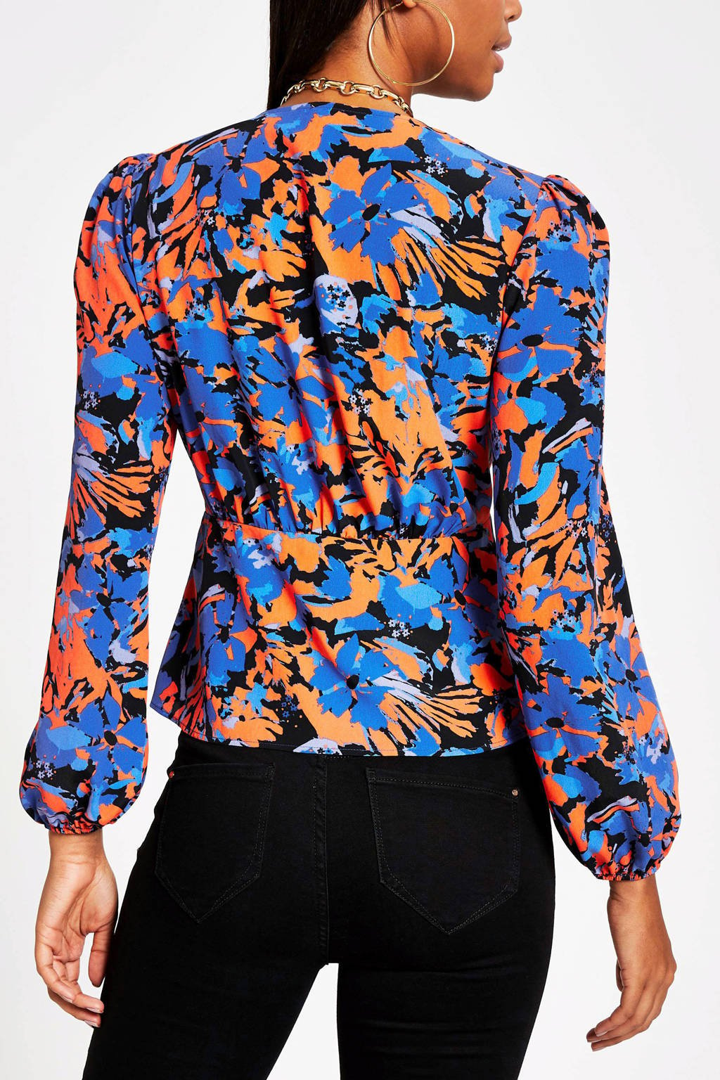 Beste River Island blouse met all over print blauw/oranje/zwart | wehkamp CN-14