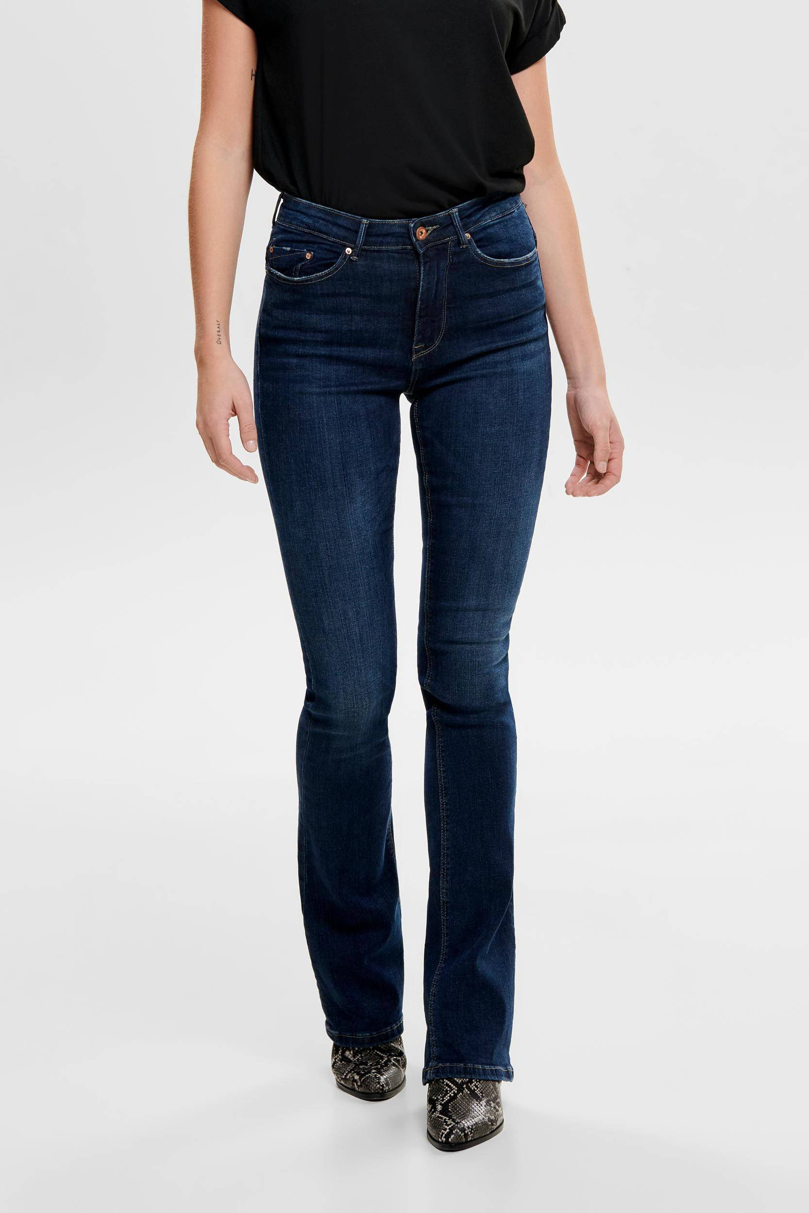 wehkamp Dames Kleding Broeken & Jeans Jeans High Waisted Jeans High waist skinny broek met dierenprint zwart 