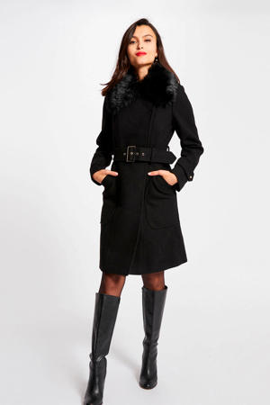coat met wol zwart