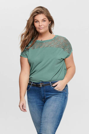 top met kant groen