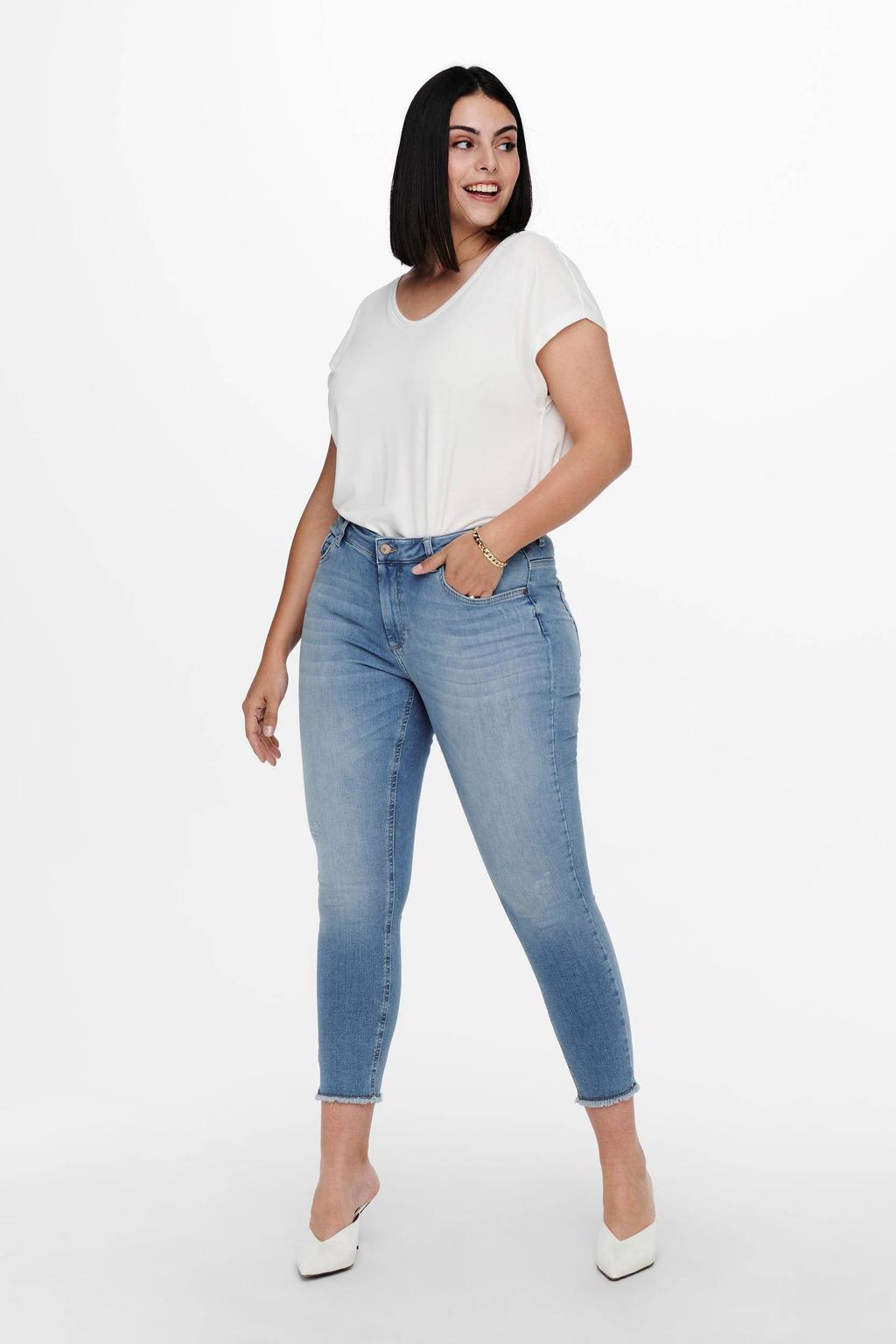 ONLY CARMAKOMA cropped regular waist skinny jeans CARWILLY light denim