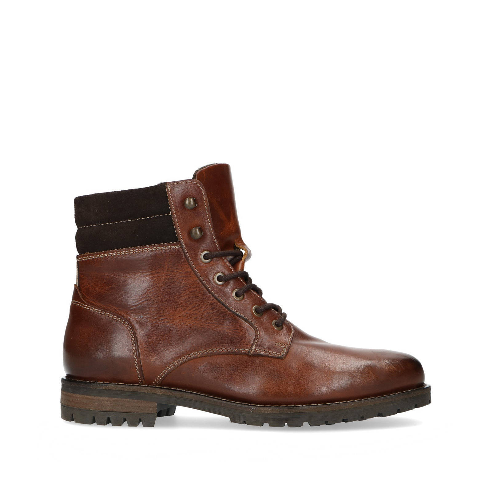 Manfield leren veterboots bruin
