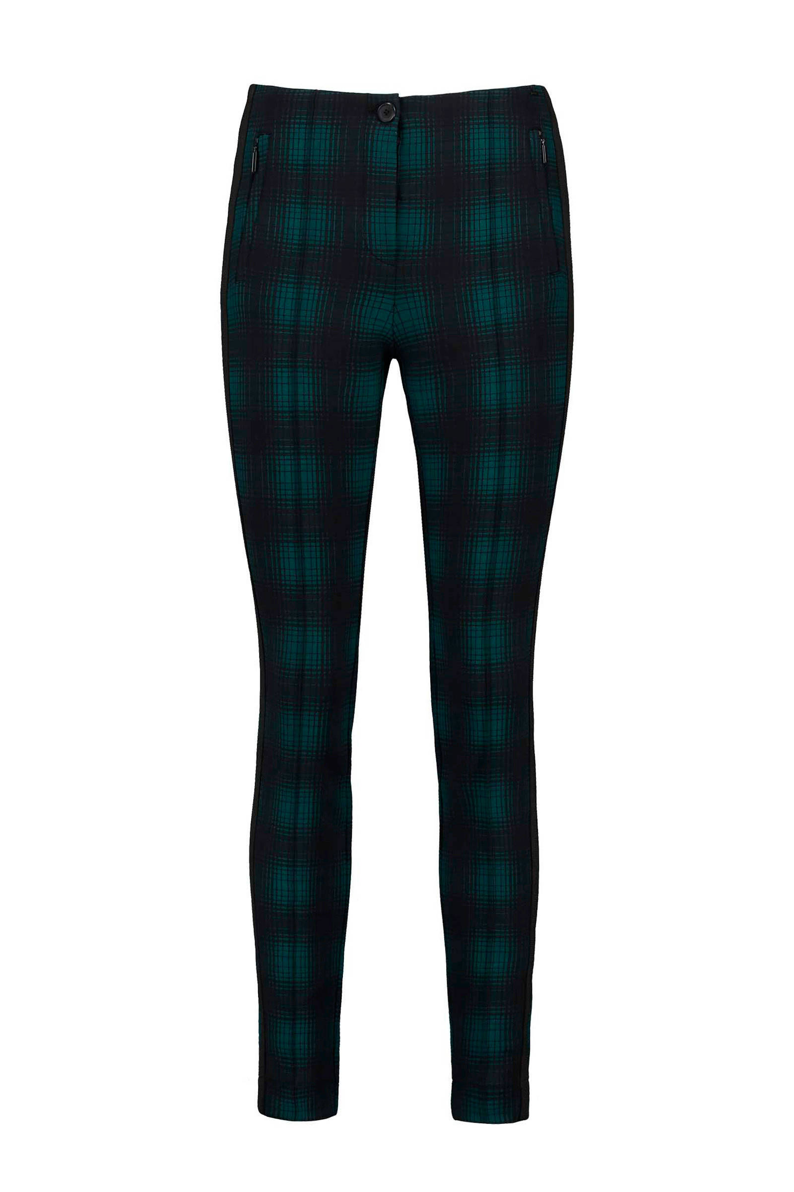 Claudia Sträter geruite skinny broek donkergroen/zwart | wehkamp
