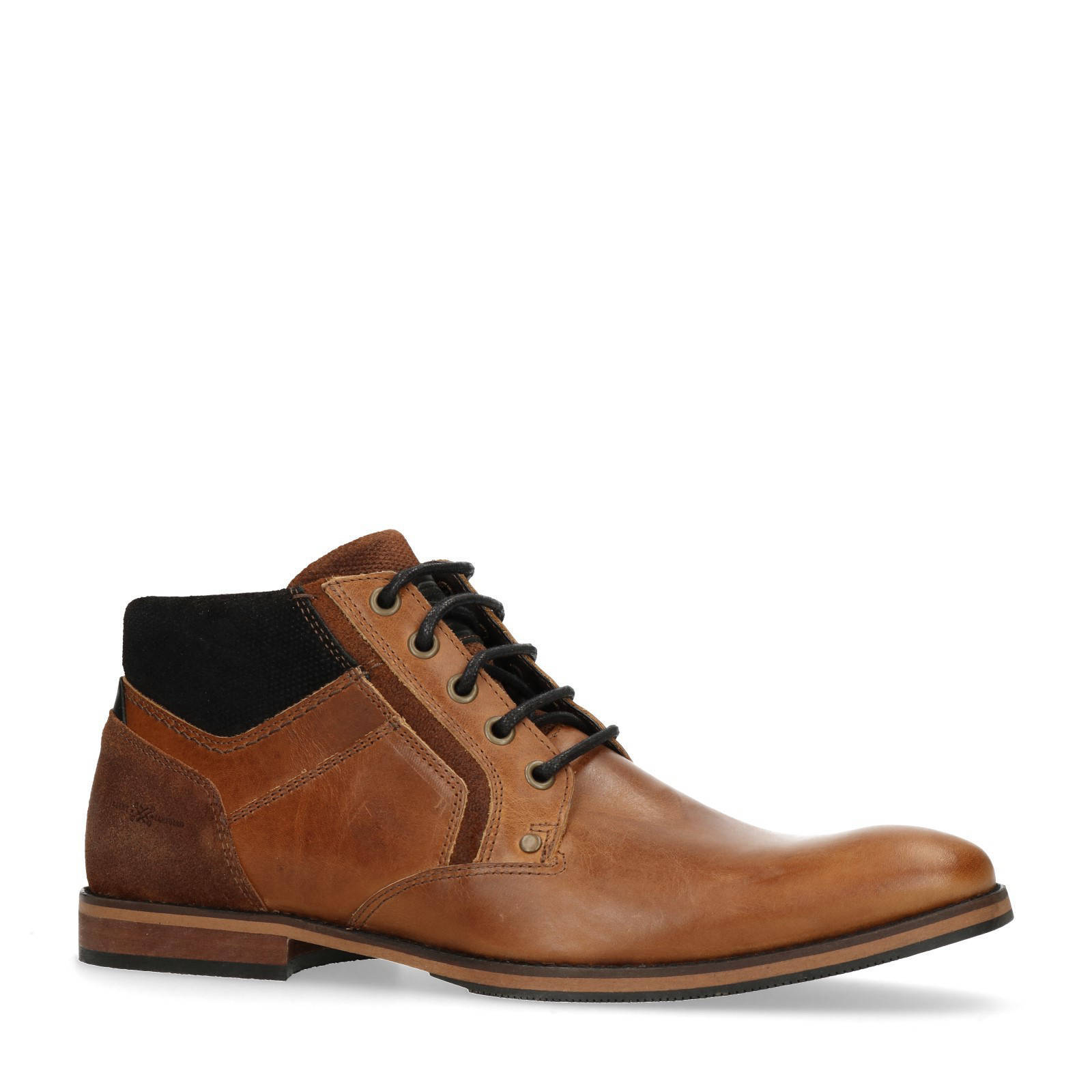 Manfield leren veterboots cognac