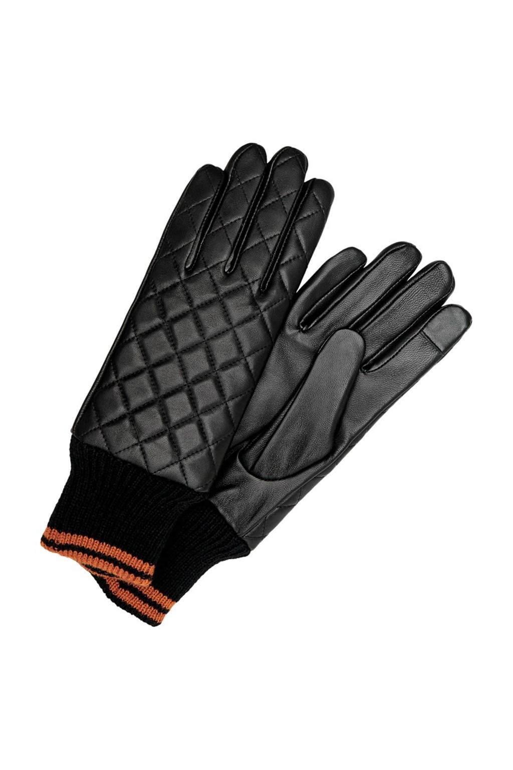 ONLY leren handschoenen zwart, Zwart