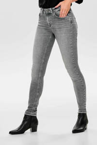 Grijze dames ONLY skinny jeans van stretchdenim met regular waist en rits- en knoopsluiting