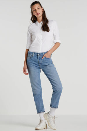 boyfriend jeans met zijstreep blauw