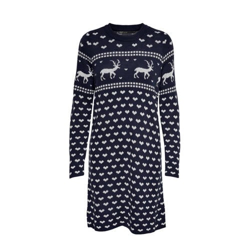 ONLY gebreide jurk met all over print donkerblauw ONLY gebreide jurk met all over print donkerblauw