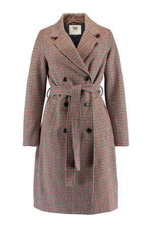 geruite winterjas bruin multi