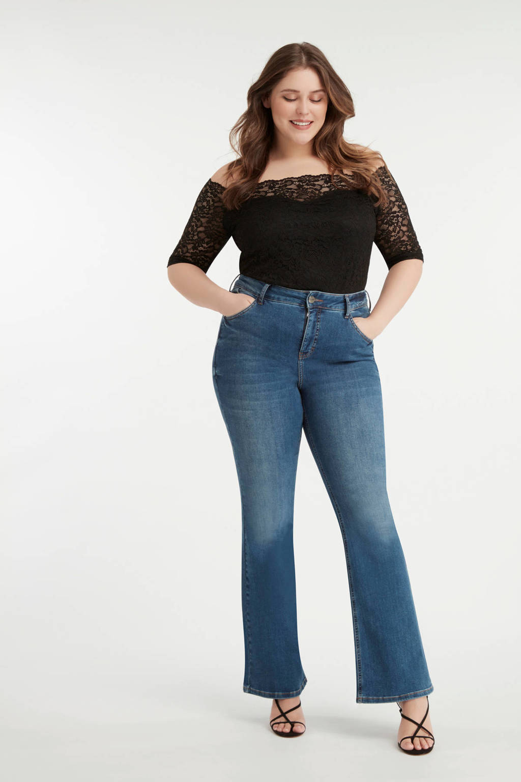 Vakman toeter Gewoon overlopen MS Mode high waist flared jeans | wehkamp