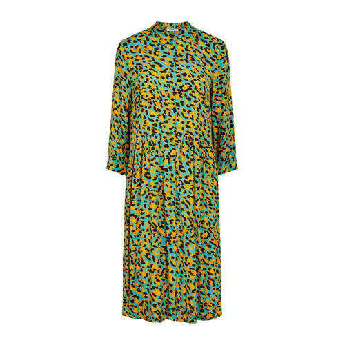 PIECES blousejurk met all over print en plooien groen geel zwart PIECES blousejurk met all over print en plooien groen geel zwart