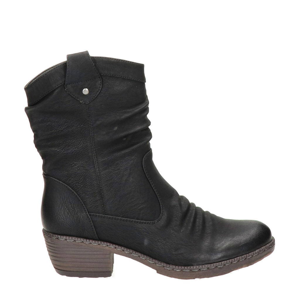 Zwarte dames Rieker cowboylaarzen met ritssluiting