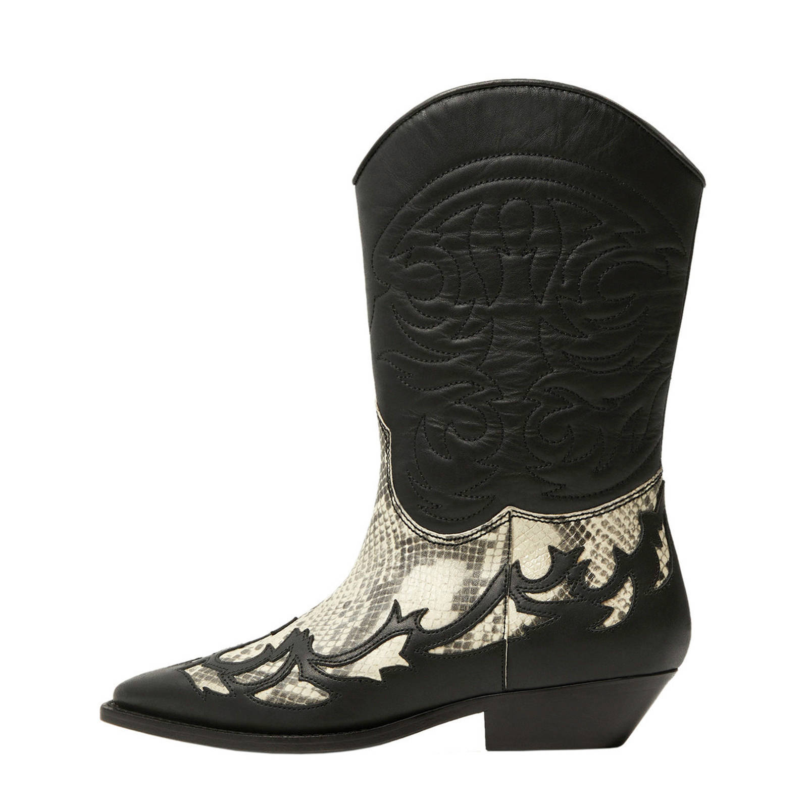 Mango leren cowboylaarzen zwartslangenprint | wehkamp Mango leren cowboylaarzen zwart | wehkamp