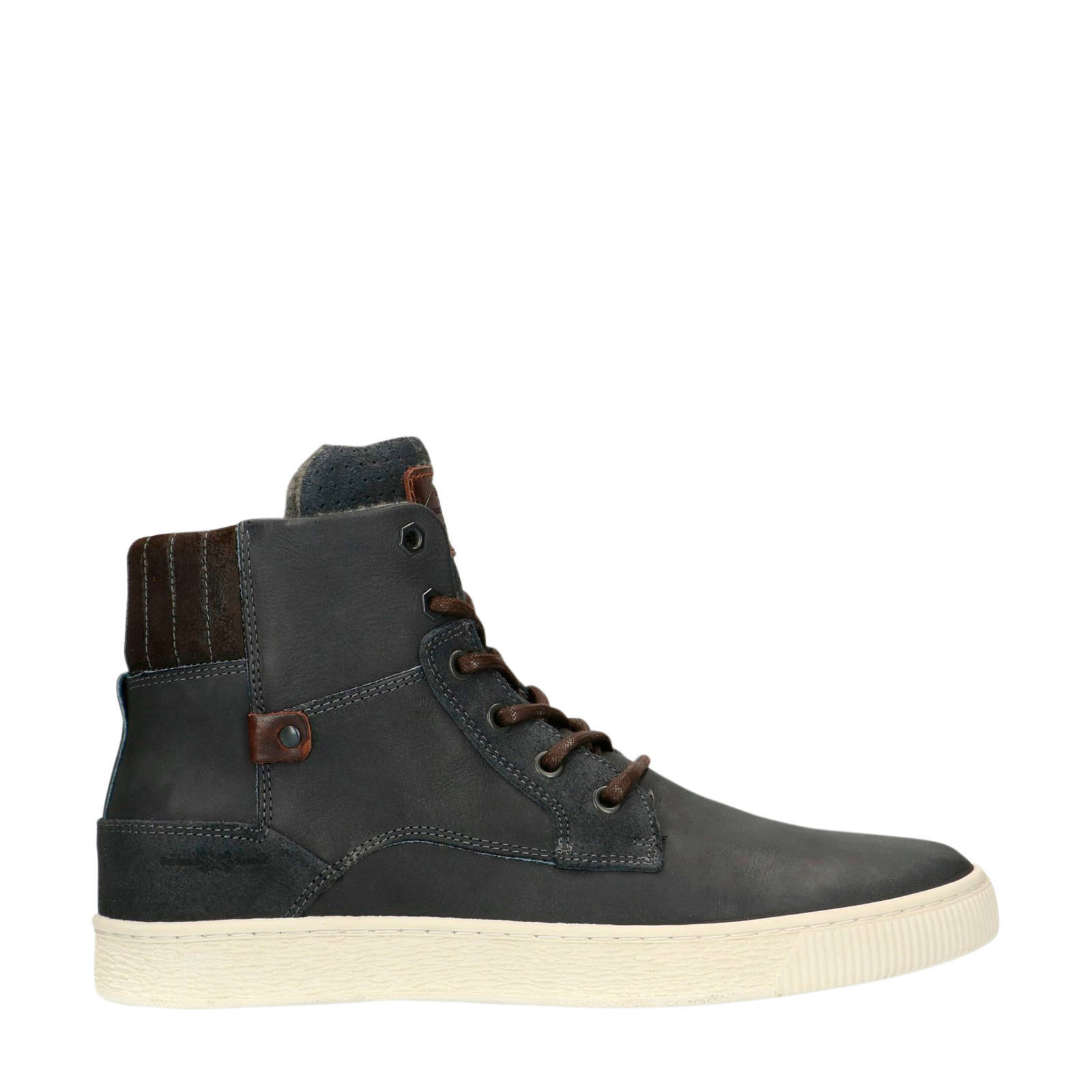 Manfield leren veterboots zwart