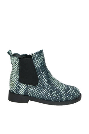 leren enkelboots slangenprint