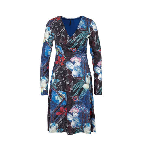 Smash overslagjurk Lovelina met all over print blauw multi Smash overslagjurk Lovelina met all over print blauw multi