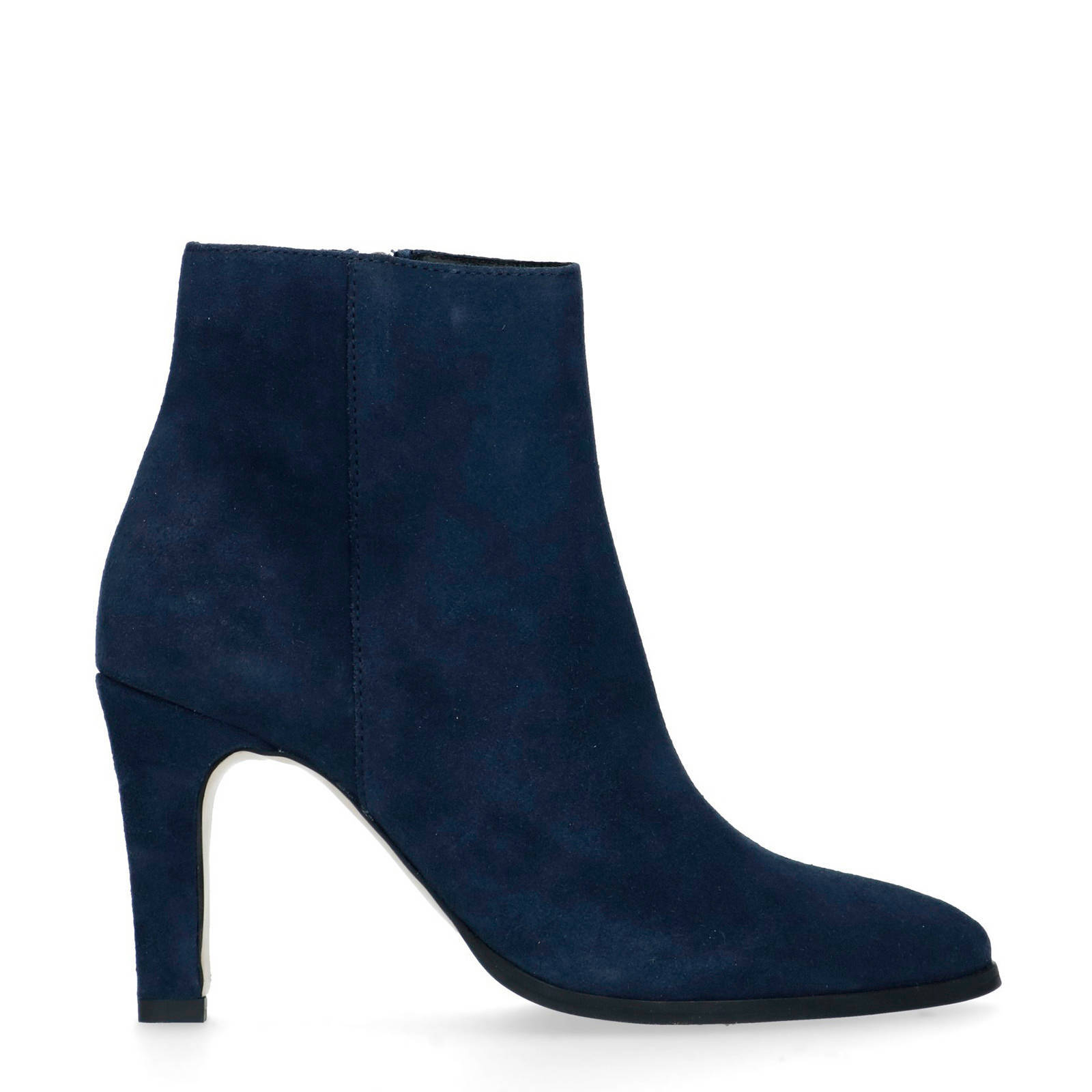 Blauwe suède enkellaarsjes met details - Dames | MANFIELD