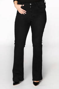 Yoek high waist flared jeans zwart, Zwart