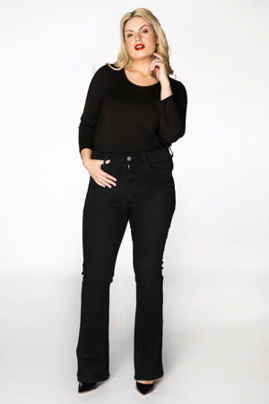 high waist flared jeans zwart