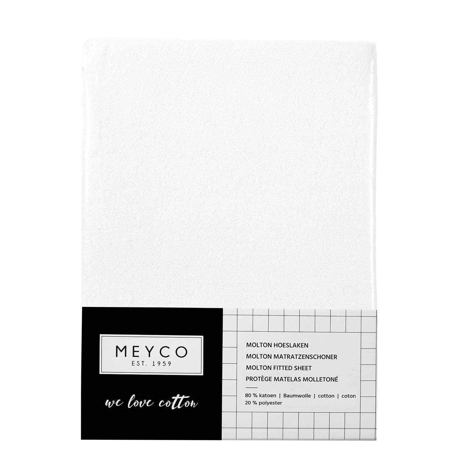 Meyco katoenen molton stretch hoeslaken 50x90 cm wit