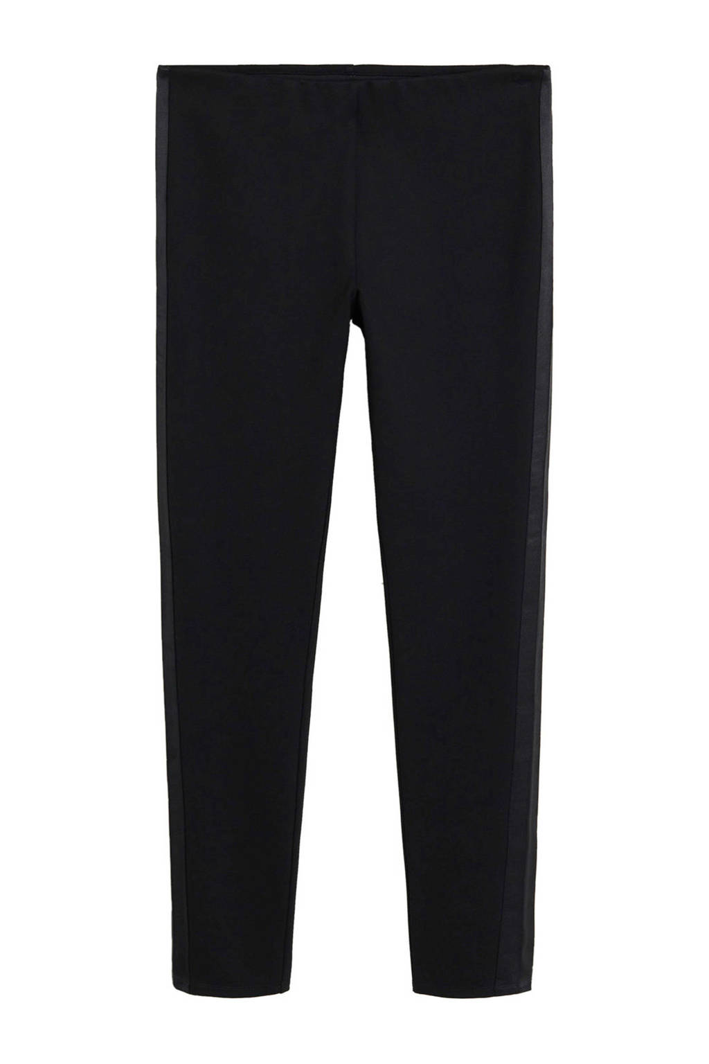 Mango legging met zijstreep zwart, Zwart