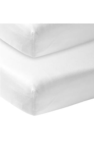 katoenen jersey hoeslaken co-sleeper 50x90 cm (set van 2) wit