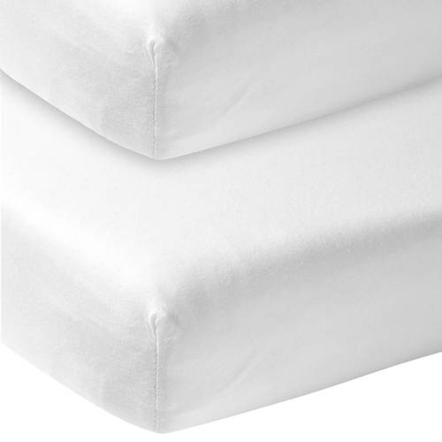 Meyco katoenen jersey hoeslaken co-sleeper 50x90 cm (set van 2) wit afbeelding