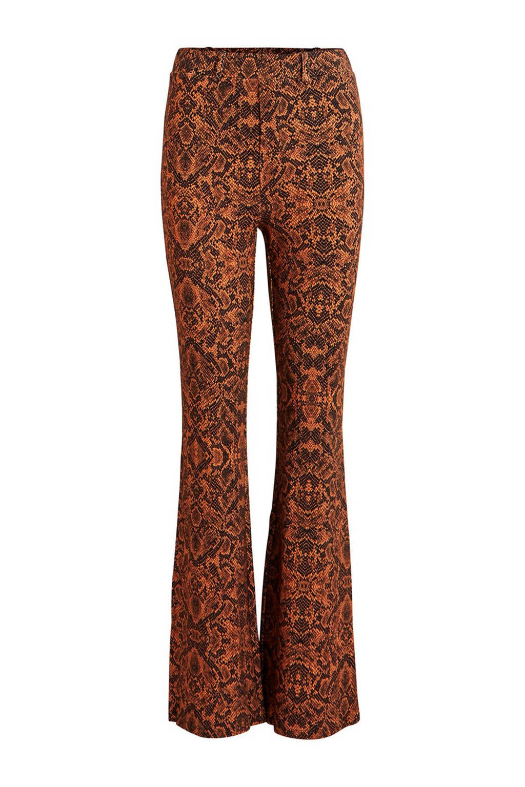 VILA x Sarah Chronis tijgerprint legging bruin, Bruin