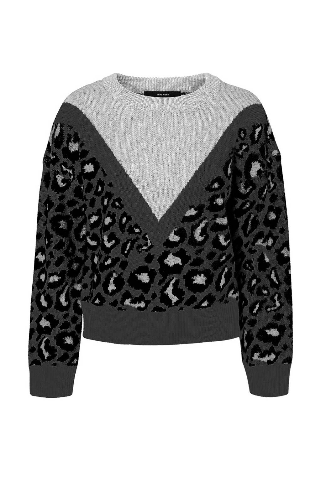 VERO MODA trui met panterprint grijs, Grijs