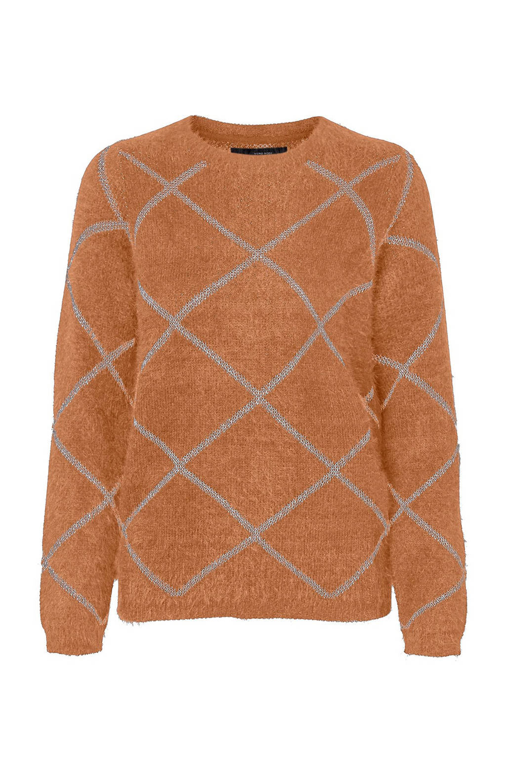 VERO MODA trui met all over print en glitters bruin, Bruin