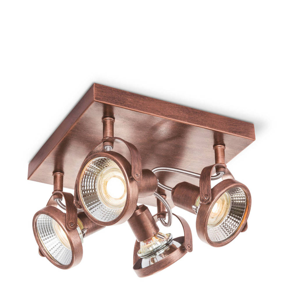 home sweet home LED opbouwspot (4 lampen), Koper