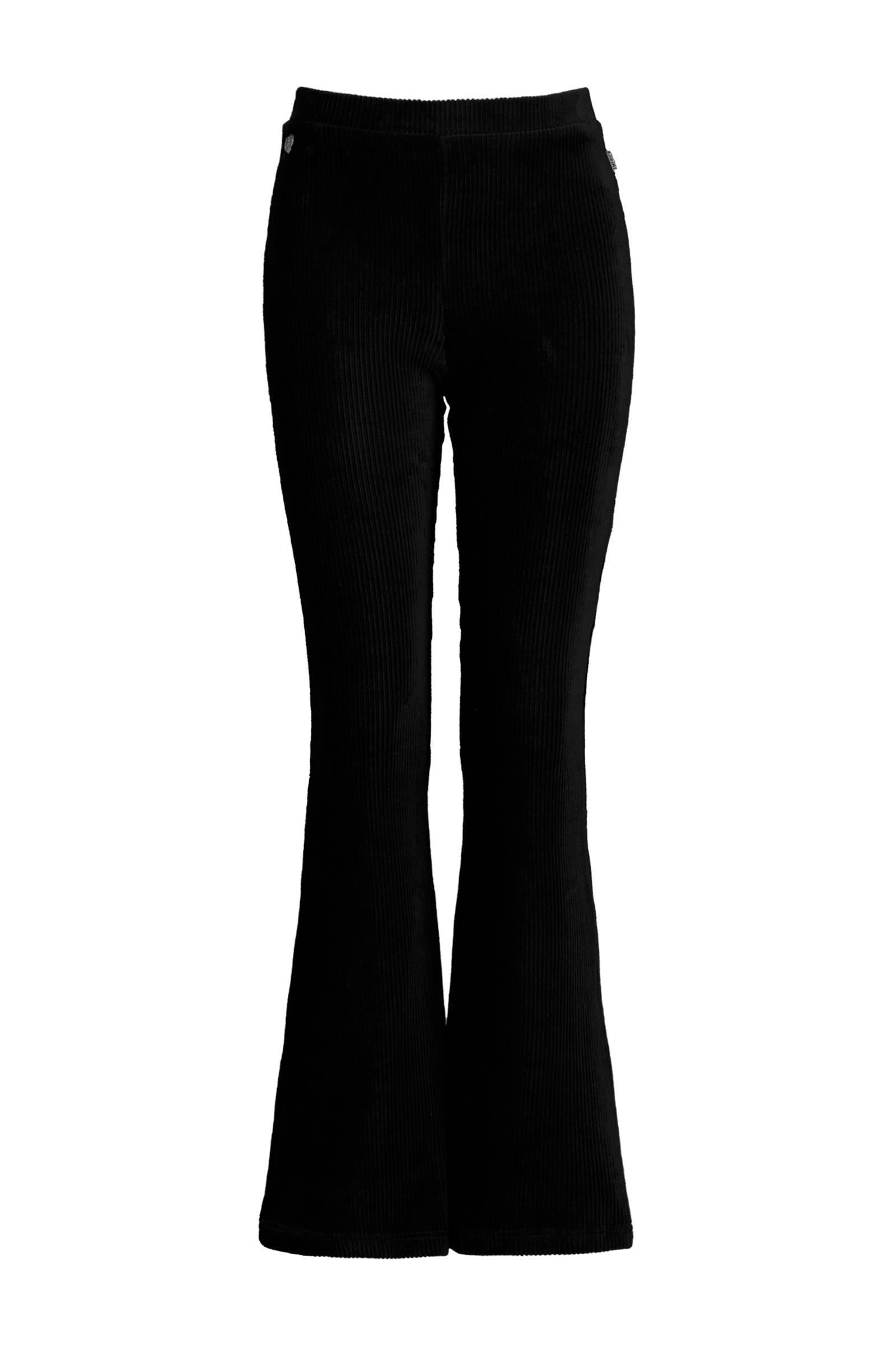 America Today Junior gestreepte corduroy flared legging Coco zwart | wehkamp