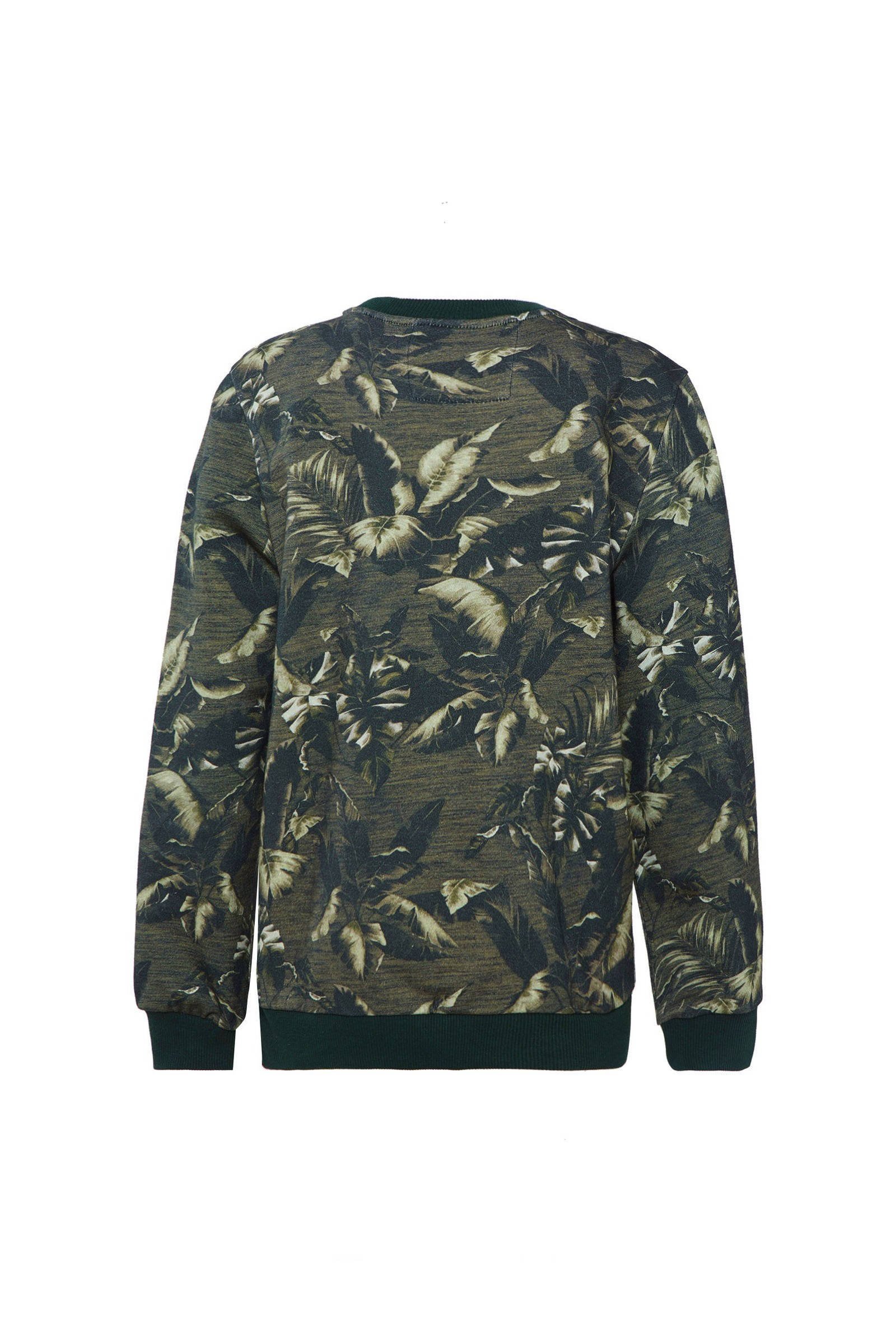 WE Fashion sweater met all over print donkergroengroen DAMES ARMY PRINT SWEATER | 79317177 WE Fashion