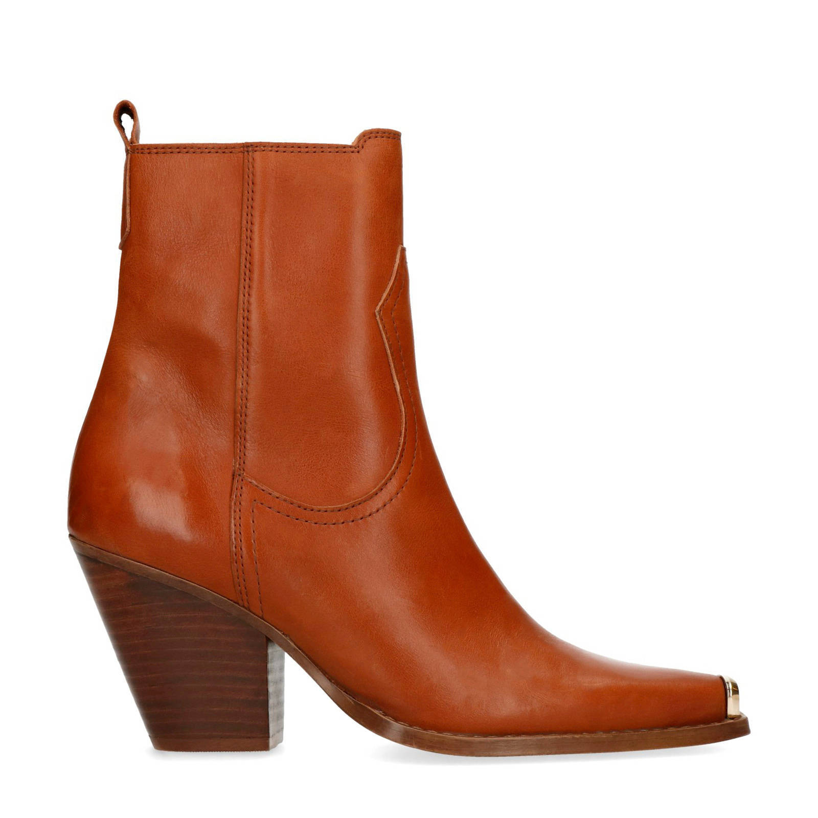 Sacha Dames Cognac cowboylaarzen met metalen neus - Schoenen.nl
