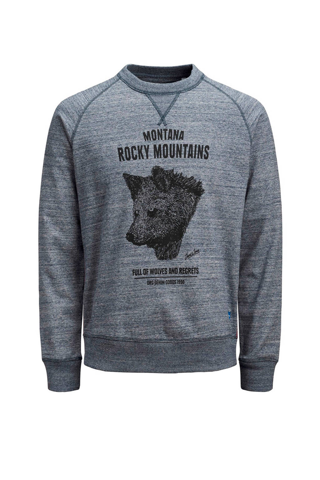 JACK & JONES PLUS SIZE sweater met printopdruk grijs/zwart, Grijs/zwart